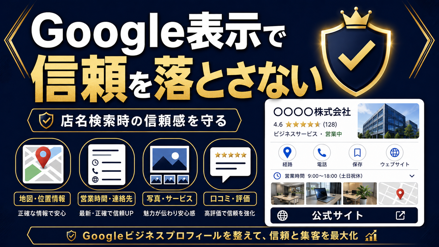 Googleビジネスプロフィールの地図、営業時間、写真、口コミ、公式サイト導線を整える記事サムネイル